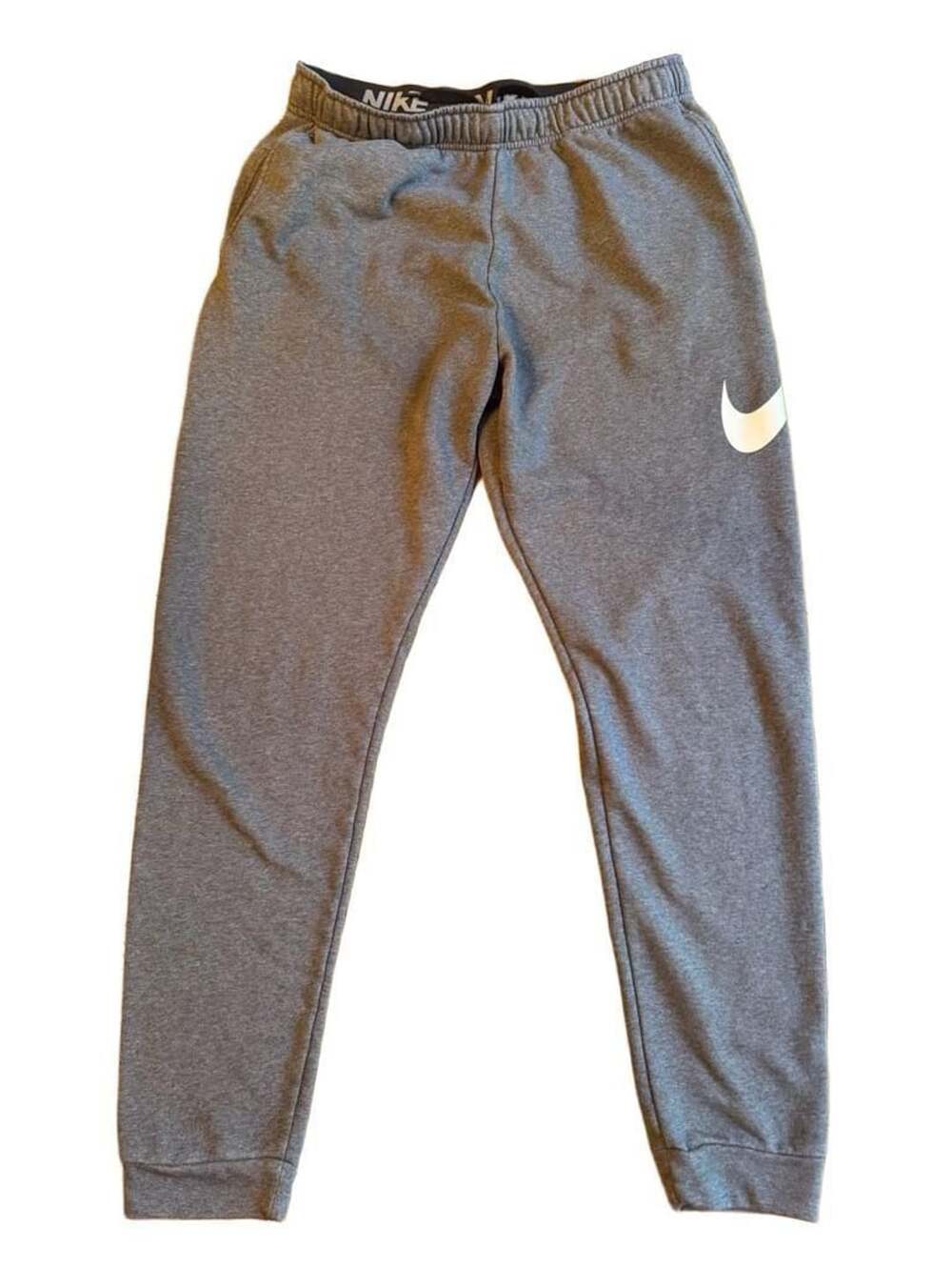 Nike Dri-FIT Tapered Sweatpants Size L Tall Gray White Logo h1469